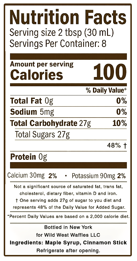 Wild West Waffles Cinnamon Infused Maple Syrup