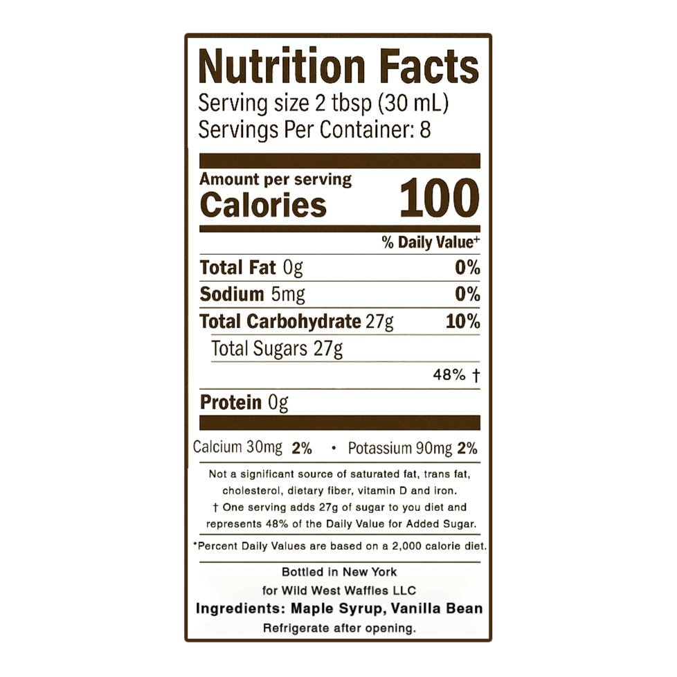 Wild West Waffles Vanilla Infused Maple Syrup